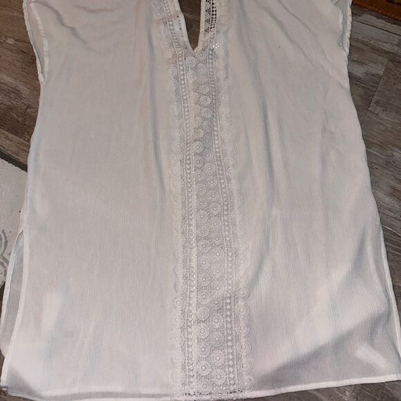 KONA Sol Womens Swim Cover Up Top White Short Sleeve V Neck sz S - Picture 3 of 8